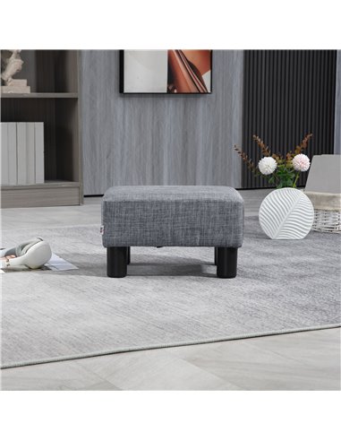 HOMCOM Linen Fabric Footstool Ottoman, Cube Design, with 4 Plastic Legs, Compact and Versatile, Grey 833-666V74GY