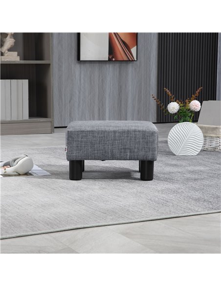 HOMCOM Linen Fabric Footstool Ottoman, Cube Design, with 4 Plastic Legs, Compact and Versatile, Grey 833-666V74GY - pic 71529 | FastDaddyshop