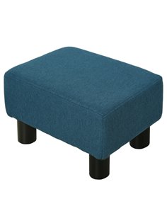 HOMCOM Linen Fabric Ottoman Footstool, Cube Design with 4 Plastic Legs, Comfortable Seating, Blue 833-666V74BU