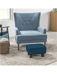 HOMCOM Linen Fabric Ottoman Footstool, Cube Design with 4 Plastic Legs, Comfortable Seating, Blue 833-666V74BU 2