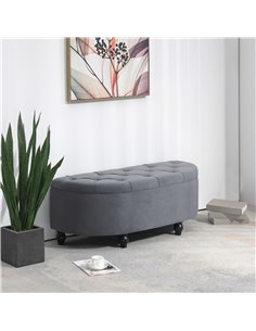 HOMCOM Semi-Circle Bed End Bench Ottoman, Dark Grey 831-410V70CG 2