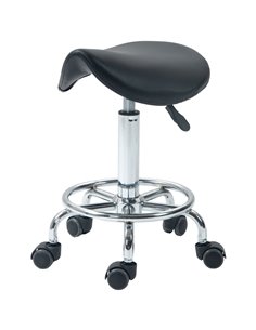 HOMCOM Salon Saddle Stool, Rolling Saddle Chair for Massage, Spa, Clinic, Beauty, Hairdressing and Tattoo, Black 503-009V70BK