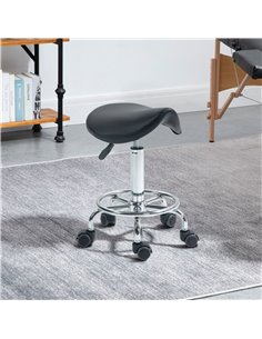 HOMCOM Salon Saddle Stool, Rolling Saddle Chair for Massage, Spa, Clinic, Beauty, Hairdressing and Tattoo, Black 503-009V70BK 2