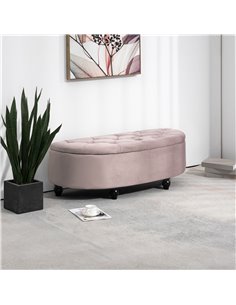 HOMCOM Semi-Circle Bed End Bench Ottoman, Pink 831-410V70PK 2