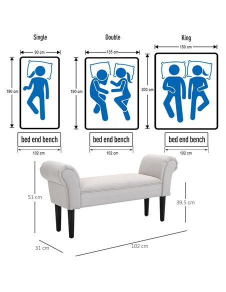 HOMCOM Small Linen Upholstered Ottoman Bench with Rolled Arm End, Elegant Wooden Legs, Compact Design, Grey 831-135V70 - pic 71597 | FastDaddyshop