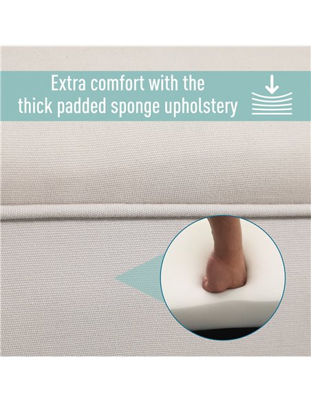 HOMCOM Small Linen Upholstered Ottoman Bench with Rolled Arm End, Elegant Wooden Legs, Compact Design, Grey 831-135V70 - pic 71599 | FastDaddyshop