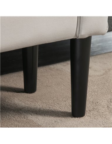 HOMCOM Small Linen Upholstered Ottoman Bench with Rolled Arm End, Elegant Wooden Legs, Compact Design, Grey 831-135V70