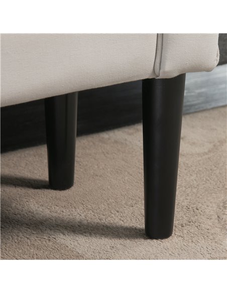 HOMCOM Small Linen Upholstered Ottoman Bench with Rolled Arm End, Elegant Wooden Legs, Compact Design, Grey 831-135V70 - pic 71600 | FastDaddyshop