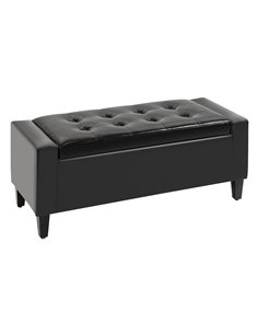 HOMCOM Ottoman Storage Bench, PU Leather Chest with Tufted Lid, Versatile Flip Top, 92L x 40W x 40H cm, Black 838-022V71BK