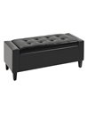 HOMCOM Ottoman Storage Bench, PU Leather Chest with Tufted Lid, Versatile Flip Top, 92L x 40W x 40H cm, Black 838-022V71BK