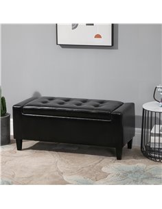 HOMCOM Ottoman Storage Bench, PU Leather Chest with Tufted Lid, Versatile Flip Top, 92L x 40W x 40H cm, Black 838-022V71BK 2