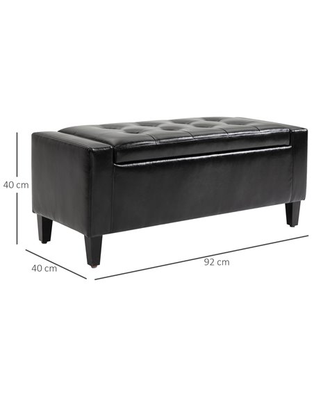 HOMCOM Ottoman Storage Bench, PU Leather Chest with Tufted Lid, Versatile Flip Top, 92L x 40W x 40H cm, Black 838-022V71BK - pic 71604 | FastDaddyshop