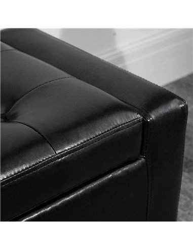 HOMCOM Ottoman Storage Bench, PU Leather Chest with Tufted Lid, Versatile Flip Top, 92L x 40W x 40H cm, Black 838-022V71BK