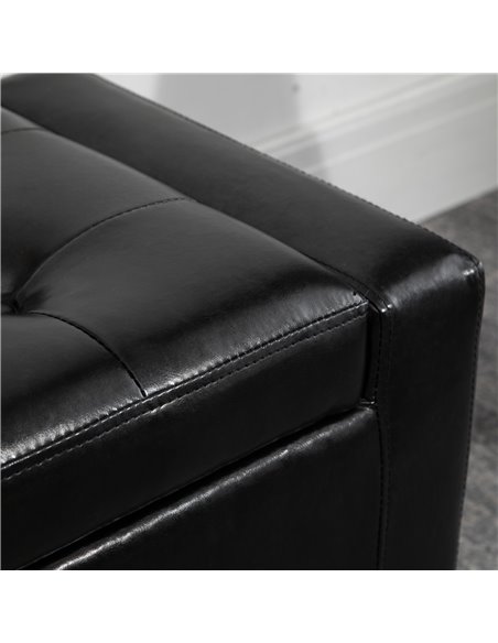 HOMCOM Ottoman Storage Bench, PU Leather Chest with Tufted Lid, Versatile Flip Top, 92L x 40W x 40H cm, Black 838-022V71BK - pic 71608 | FastDaddyshop