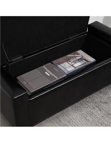 HOMCOM Ottoman Storage Bench, PU Leather Chest with Tufted Lid, Versatile Flip Top, 92L x 40W x 40H cm, Black 838-022V71BK