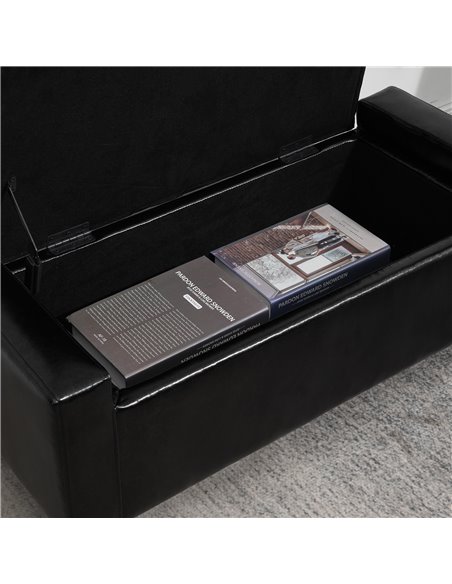 HOMCOM Ottoman Storage Bench, PU Leather Chest with Tufted Lid, Versatile Flip Top, 92L x 40W x 40H cm, Black 838-022V71BK - pic 71609 | FastDaddyshop