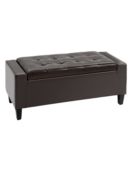 HOMCOM Storage Ottoman Bench, PU Leather, Tufted Design, Flip Top, 92x40cm, Versatile Use, Brown 838-022V71DR - pic 71611 | FastDaddyshop