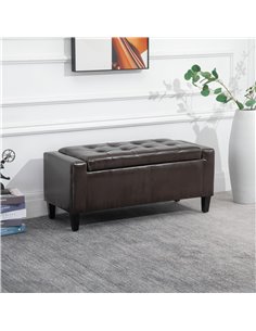 HOMCOM Storage Ottoman Bench, PU Leather, Tufted Design, Flip Top, 92x40cm, Versatile Use, Brown 838-022V71DR 2