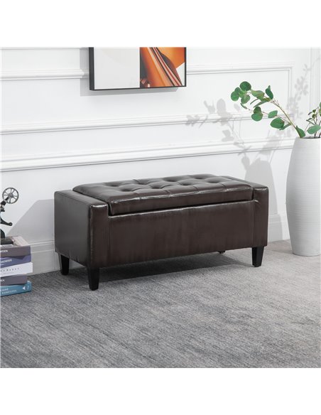 HOMCOM Storage Ottoman Bench, PU Leather, Tufted Design, Flip Top, 92x40cm, Versatile Use, Brown 838-022V71DR - pic 71612 | FastDaddyshop