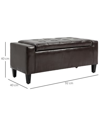 HOMCOM Storage Ottoman Bench, PU Leather, Tufted Design, Flip Top, 92x40cm, Versatile Use, Brown 838-022V71DR