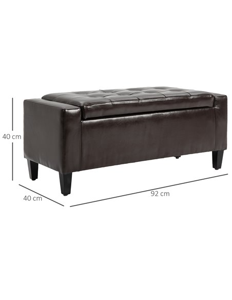 HOMCOM Storage Ottoman Bench, PU Leather, Tufted Design, Flip Top, 92x40cm, Versatile Use, Brown 838-022V71DR - pic 71613 | FastDaddyshop