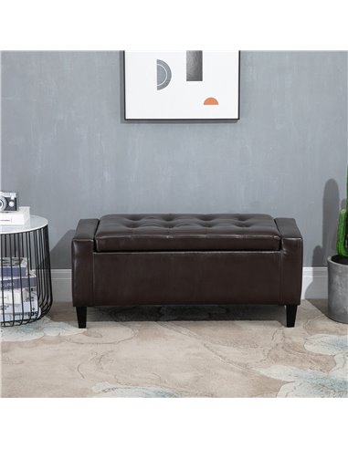 HOMCOM Storage Ottoman Bench, PU Leather, Tufted Design, Flip Top, 92x40cm, Versatile Use, Brown 838-022V71DR