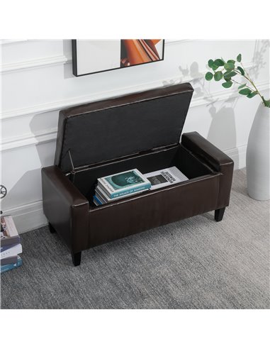 HOMCOM Storage Ottoman Bench, PU Leather, Tufted Design, Flip Top, 92x40cm, Versatile Use, Brown 838-022V71DR