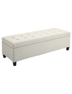 HOMCOM Linen Ottoman Storage Bench, Padded Footrest, Beige 833-150V70BG