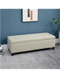 HOMCOM Linen Ottoman Storage Bench, Padded Footrest, Beige 833-150V70BG 2