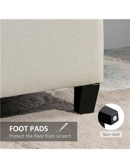 HOMCOM Linen Ottoman Storage Bench, Padded Footrest with Tufted Design, Hinged Lid, Wooden Frame, 125L x 49W x 41.5H cm, Beige 8 - pic 71626 | FastDaddyshop
