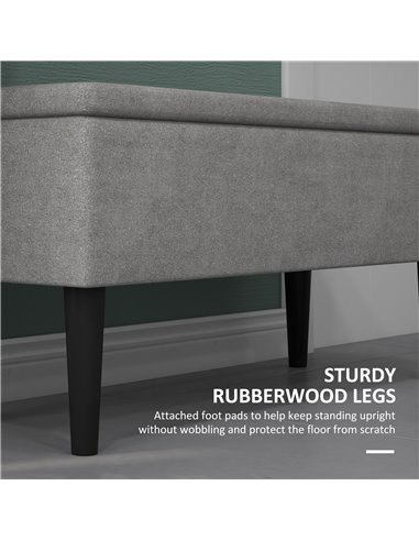 HOMCOM 15" Modern Ottoman Storage Box with Wooden Legs, 47L Storage Ottoman Holds up to 120KG, for Living Room, Bedroom, Grey 83