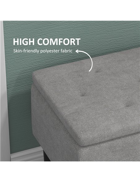 HOMCOM 15" Modern Ottoman Storage Box with Wooden Legs, 47L Storage Ottoman Holds up to 120KG, for Living Room, Bedroom, Grey 83 - pic 71634 | FastDaddyshop