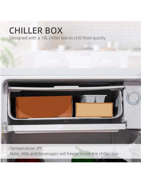 HOMCOM 91 Litre Freestanding Under Counter Fridge with Chiller Box, Reversible Door, Adjustable Thermostat 47.5cm Wide Noise Lev - pic 71668 | FastDaddyshop