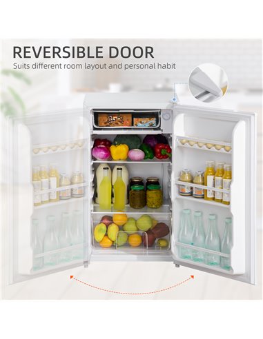 HOMCOM 91 Litre Freestanding Under Counter Fridge with Chiller Box, Reversible Door, Adjustable Thermostat 47.5cm Wide Noise Lev