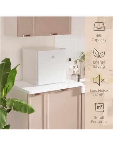 HOMCOM 46L Table Top Fridge, Counter Top Fridge with Chiller Box, Adjustable Temperature, Reversible Door, Mini Fridge for Bedro