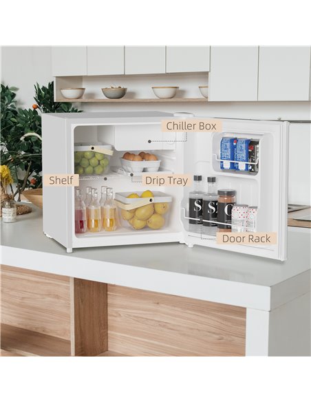 HOMCOM 46L Table Top Fridge, Counter Top Fridge with Chiller Box, Adjustable Temperature, Reversible Door, Mini Fridge for Bedro - pic 71687 | FastDaddyshop
