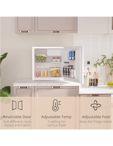 HOMCOM 46L Table Top Fridge, Counter Top Fridge with Chiller Box, Adjustable Temperature, Reversible Door, Mini Fridge for Bedro - pic 71688 | FastDaddyshop