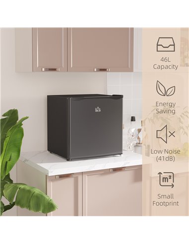 HOMCOM 46L Table Top Fridge, Counter Top Fridge with Chiller Box, Adjustable Temperature, Reversible Door, Mini Fridge 800-155V7