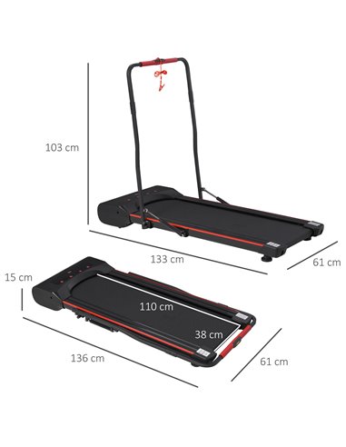 HOMCOM Foldable Walking Machine Treadmill 1-6km/h with LED Display & Remote Control Exercise Fitness for Home Office A90-224V70