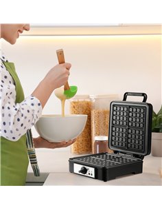 HOMCOM Waffle Maker 4 Slice Iron Machine with Adjustable Temperature, Deep Cooking Plates, Non-stick, 1200W, Black 800-135V70 2
