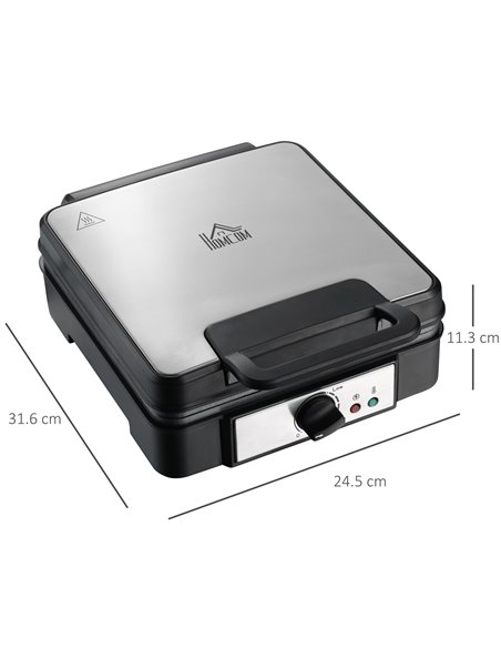 HOMCOM Waffle Maker 4 Slice Iron Machine with Adjustable Temperature, Deep Cooking Plates, Non-stick, 1200W, Black 800-135V70 - pic 71775 | FastDaddyshop