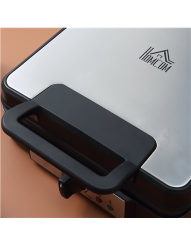 HOMCOM Waffle Maker 4 Slice Iron Machine with Adjustable Temperature, Deep Cooking Plates, Non-stick, 1200W, Black 800-135V70