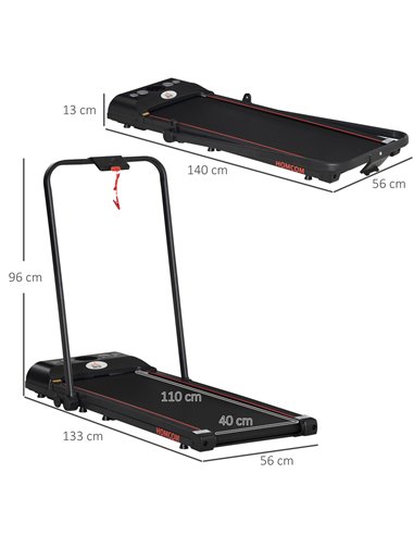 HOMCOM Folding Walking Treadmill for Home, Office, Fitness Studio, Training Room Aerobic Walking Exercise Machine LED Display A9