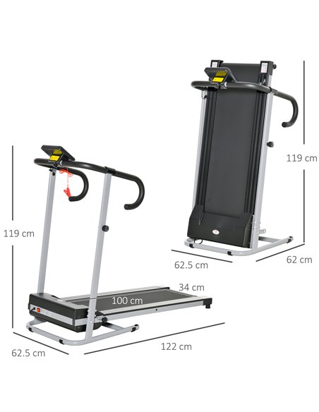 HOMCOM 10km/h Unisex Electric Treadmill, Folding Indoor Cardio Treadmill, 1.25HP Motorised Running Jogging Walking Machine, w/ 3 - pic 71829 | FastDaddyshop