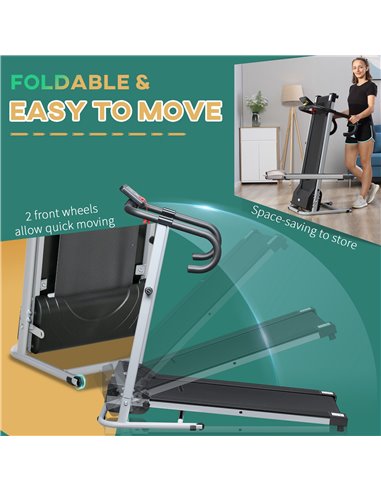HOMCOM 10km/h Unisex Electric Treadmill, Folding Indoor Cardio Treadmill, 1.25HP Motorised Running Jogging Walking Machine, w/ 3