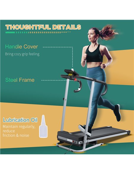 HOMCOM 10km/h Unisex Electric Treadmill, Folding Indoor Cardio Treadmill, 1.25HP Motorised Running Jogging Walking Machine, w/ 3 - pic 71832 | FastDaddyshop