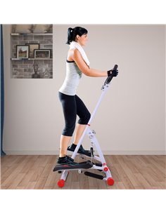 HOMCOM Foldable Stepper with Handle Hand Grip, White-Red A90-148 2