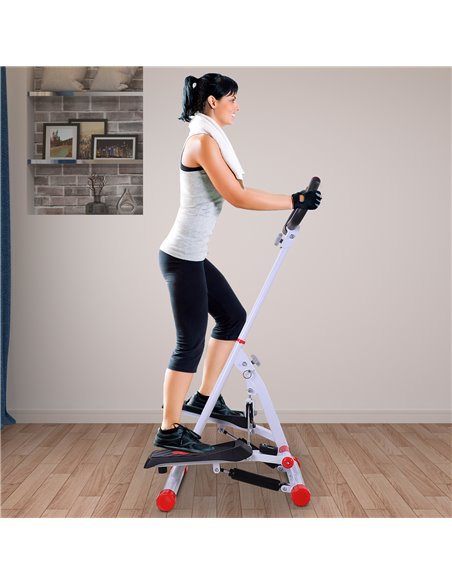 HOMCOM Foldable Stepper with Handle Hand Grip Workout Fitness Machine Sport Exercise Gym Bar Cardio Steel-White/Red Spinning A90 - pic 71891 | FastDaddyshop