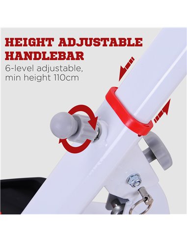 HOMCOM Foldable Stepper with Handle Hand Grip Workout Fitness Machine Sport Exercise Gym Bar Cardio Steel-White/Red Spinning A90
