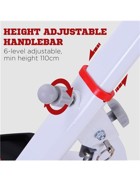 HOMCOM Foldable Stepper with Handle Hand Grip Workout Fitness Machine Sport Exercise Gym Bar Cardio Steel-White/Red Spinning A90 - pic 71894 | FastDaddyshop